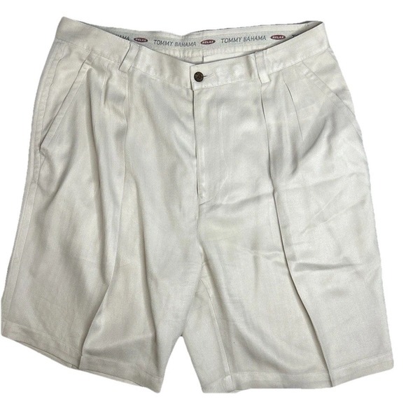 Tommy Bahama Other - Tommy Bahama Shorts Men's 38/9 100% Silk Beige Pleated Front Pocket Chino(374)